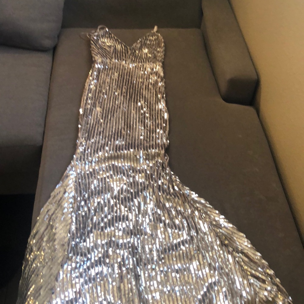 Sequin gold mermaid gown rose gold and silver